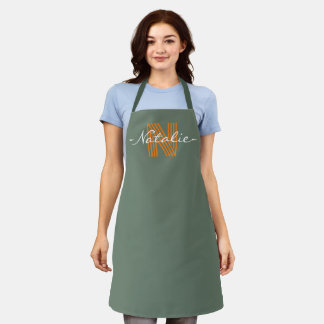Stilvolle Beschriftung Monogram rauchen grün moder Schürze