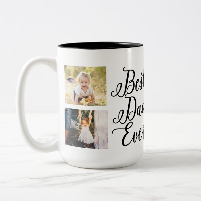 Stilvolle Best Vater je Foto Collage Tasse (Links)