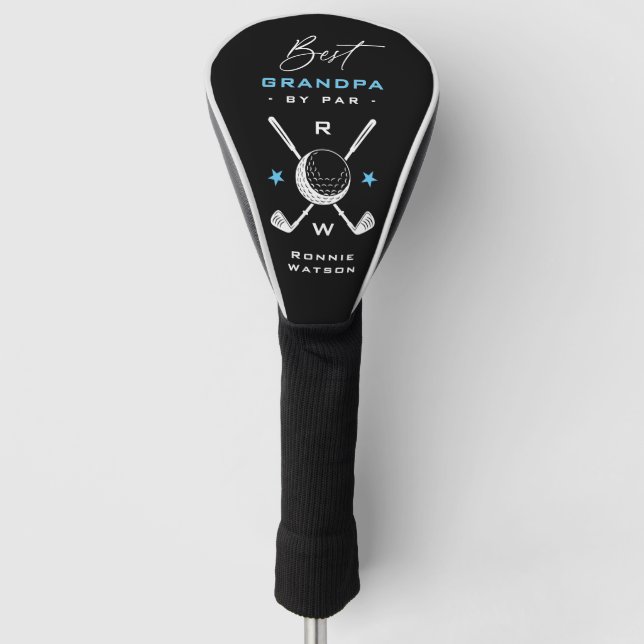 Stilvolle "Beste Opa von Par" Monogramm Golf Headcover (Vorderseite)