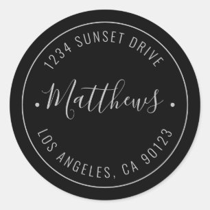 Stilvolle Bezeichnung & Circular Text   Schwarz &  Runder Aufkleber