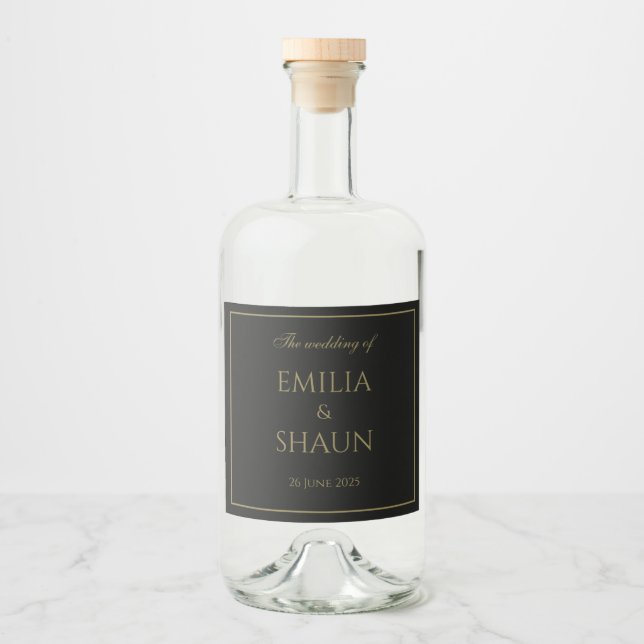 Stilvolle Black and Gold Liquor Labels Alkoholflaschenetikett (Vorderseite)