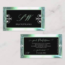 Stilvolle Black Aquamarin Sparkle Jewels Initials  Visitenkarte