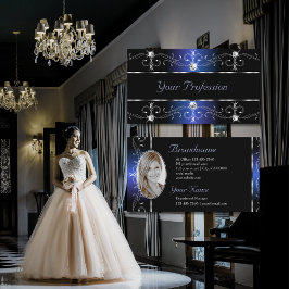Stilvolle Black Blue Verziert Borders Jewels Foto Visitenkarte