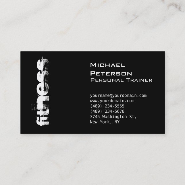 Stilvolle Black Fitness Sport Business Card Visitenkarte (Vorderseite)