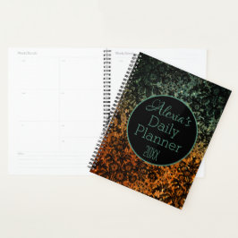 Stilvolle Black Floral Daily Planer