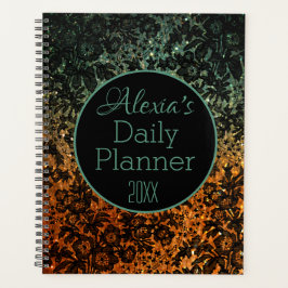 Stilvolle Black Floral Daily Planer