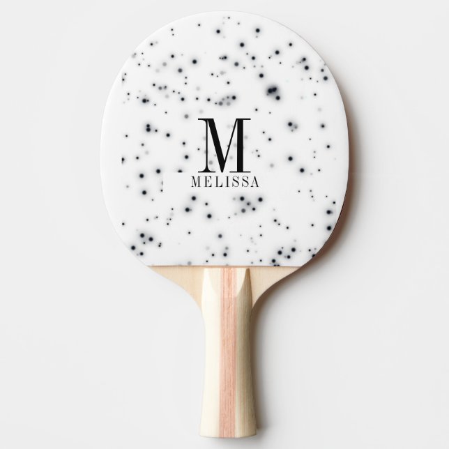 Stilvolle Black Glitzer Tropfen Monogram Tischtennis Schläger (Vorderseite)