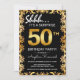 Stilvolle Black & Gold 50. Überraschung Geburtstag Einladung (Vorderseite)