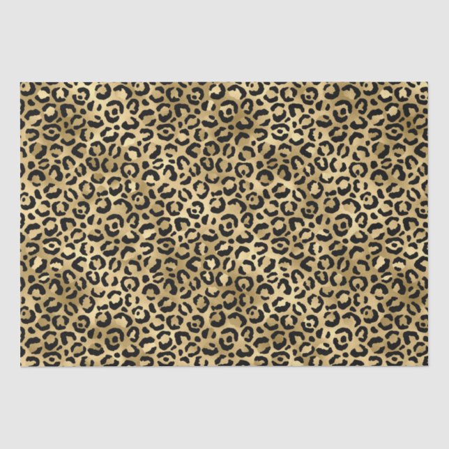 Stilvolle Black & Gold Foil Leopard Spots Safari Seidenpapier (Vorderseite)