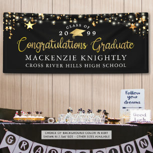 Stilvolle Black Gold Glückwunsch Grad Script Banner