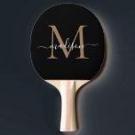 Stilvolle Black Gold Monogram Eleganter Skriptname Tischtennis Schläger<br><div class="desc">Moderne Black Gold Monogram Elegante Script Name Ping Pong Paddle Paddel</div>