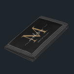 Stilvolle Black Gold Monogram Girly Chic Script Na Trifold Geldbörse<br><div class="desc">Stilvolle Black Gold Monogram Girly Chic Script Name Trifold Wallet</div>