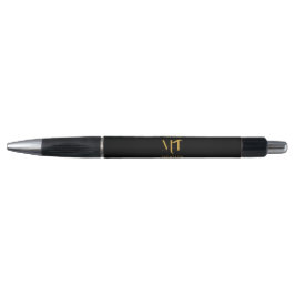 Stilvolle Black & Gold Monogram Initials Letters Kugelschreiber