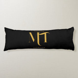 Stilvolle Black & Gold Monogram Initials Letters Seitenschläferkissen