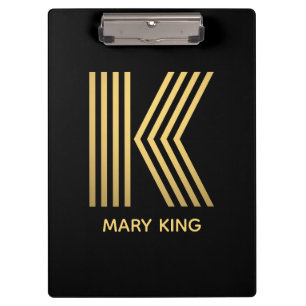 Stilvolle Black & Gold Monogram Klemmbrett