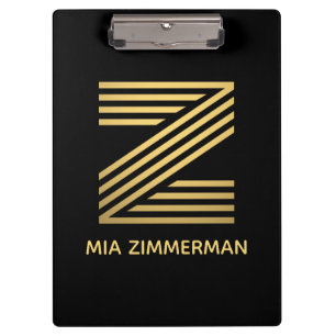 Stilvolle Black & Gold Monogram Klemmbrett