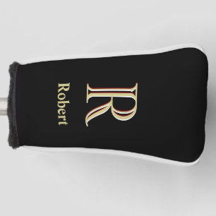 Stilvolle Black Gold Monogram Name Putter Golf Headcover