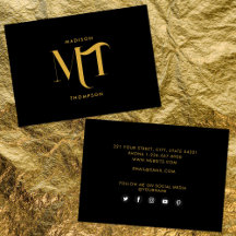 Stilvolle Black & Gold Monogram Social Media Icons