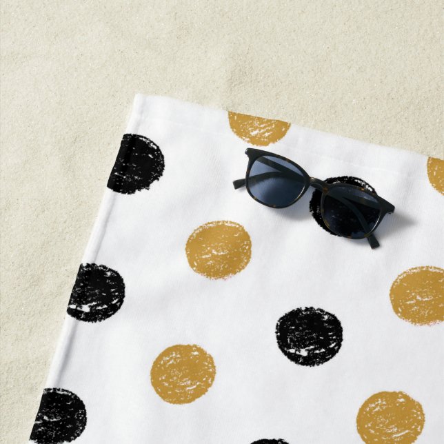 Stilvolle Black & Gold Polka Dots Strandtuch (Beispiel)
