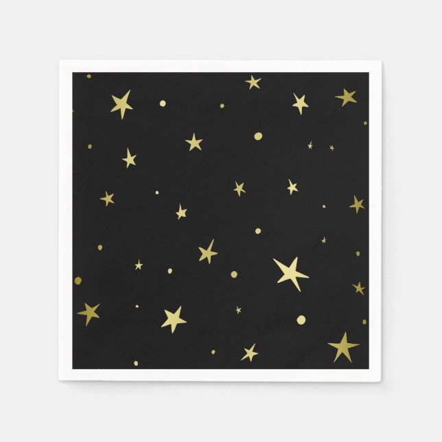 Stilvolle Black Gold Stars Serviette (Vorderseite)