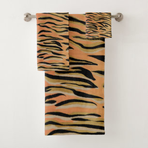 Stilvolle Black Gold Tiger Animal Print Badhandtuch Set
