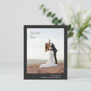 Stilvolle Black Modern Budget Hochzeit Danke Karte