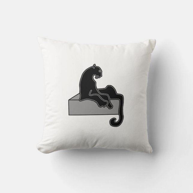 Stilvolle Black Panther Cat White Moderne Kissen (Vorderseite)