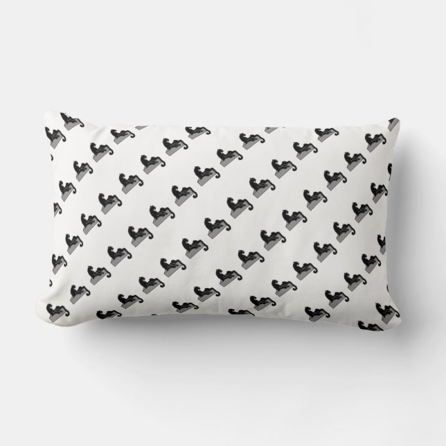 Stilvolle Black Panther Cat White Moderne Lendenkissen (Vorderseite)