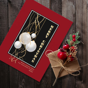 Stilvolle Black Red Gold Baubles Frohe Weihnachten Postkarte