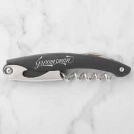 Stilvolle Black Retro Typografy Trauzeuge Hochzeit Kellnermesser