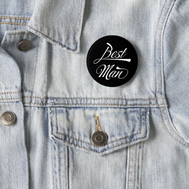 Stilvolle Black Retro Typografy Trauzeuge Trauzeug Button (Beispiel)
