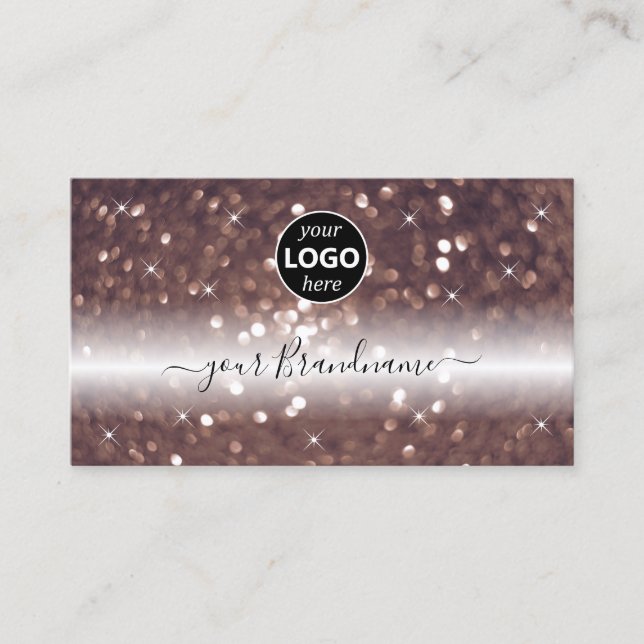 Stilvolle Black Rose Gold Sparkling Glitzer Add Lo Visitenkarte (Vorderseite)