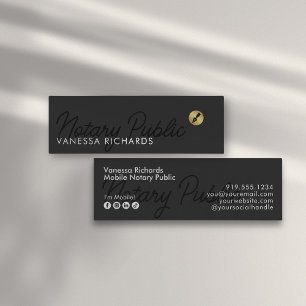 Stilvolle Black Script Notary Public Gold Pen Nib Mini Visitenkarte