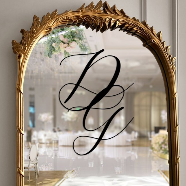 Stilvolle Black Script-Overlapping Monogram Weddin Fensteraufkleber (Stylish Black Script Overlapping Monogram Wedding Window Cling)
