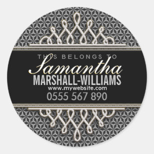 Stilvolle Black Silver Business Book Label Aufkleb Runder Aufkleber