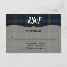 Stilvolle Black Watch Tartan Wedding RSVP Card