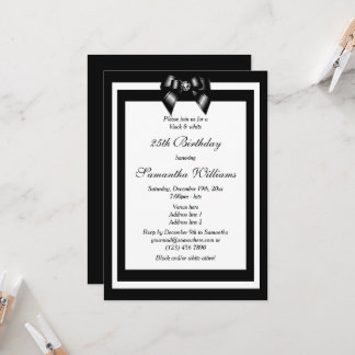 Stilvolle Black & White Geburtstagsparty Einladung