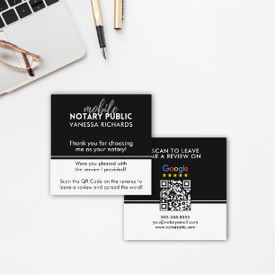 Stilvolle Black & White Review QR Notary Vielen Da Quadratische Visitenkarte