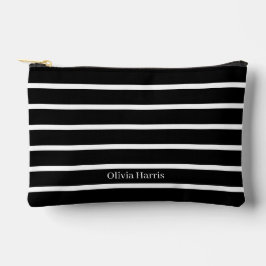 Stilvolle Black & White Stripe Reise & Make up Bag Zubehörtasche