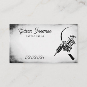 Stilvolle Black & White Tattoo Gun Visitenkarte