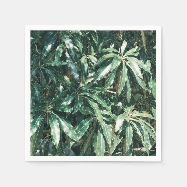 Stilvolle blassgrüne Mango-Blätter Papier Napkin Serviette (Vorderseite)