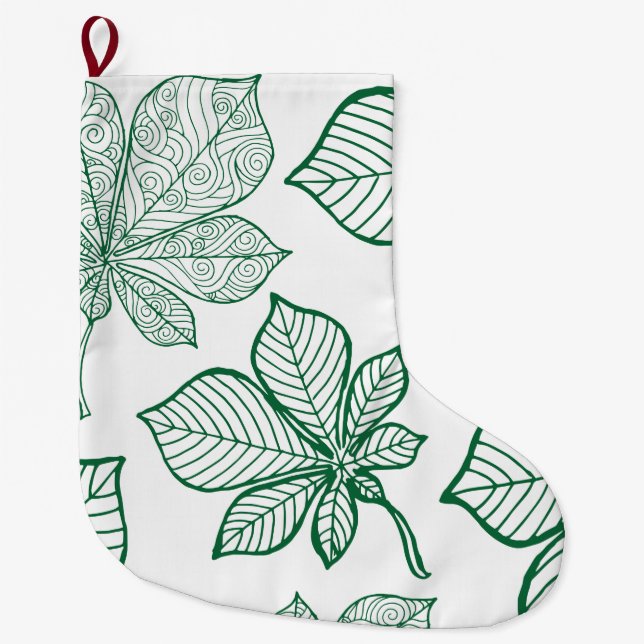 Stilvolle Blätter 5 Großer Weihnachtsstrumpf (Vorderseite)