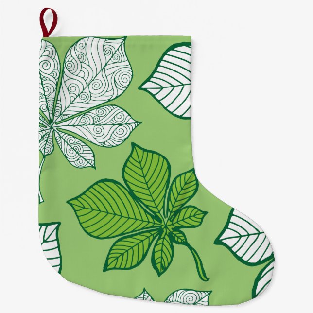 Stilvolle Blätter 6 Großer Weihnachtsstrumpf (Vorderseite)