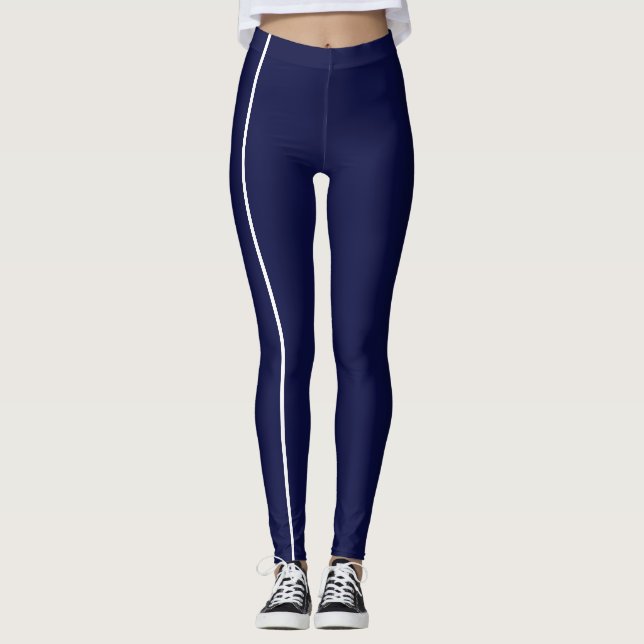 Stilvolle, blau Toned Monochrome dünne Linien Leggings (Vorderseite)