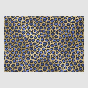 Stilvolle Blau- und Goldfolie Leopard-Flecken Safa Seidenpapier