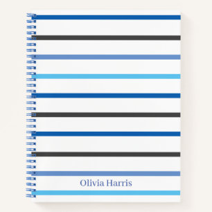 Stilvolle Blau- und Weißstreifen nach Maß Notizbuch