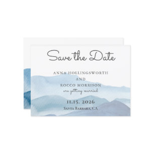 Stilvolle Blaue Berge Wasserfarbe Save the Date