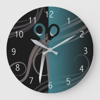 stilvolle blaue Friseuruhr Große Wanduhr