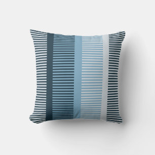 Stilvolle blaue graue Streifen Kissen