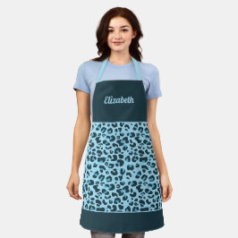 Stilvolle blaue Leopardendruckerei mit einem gürtl Schürze
